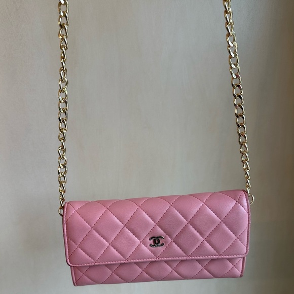 Pink Chanel Classic Wallet On Chain Caviar Woc Crossbody Bag - Picture 11 of 16